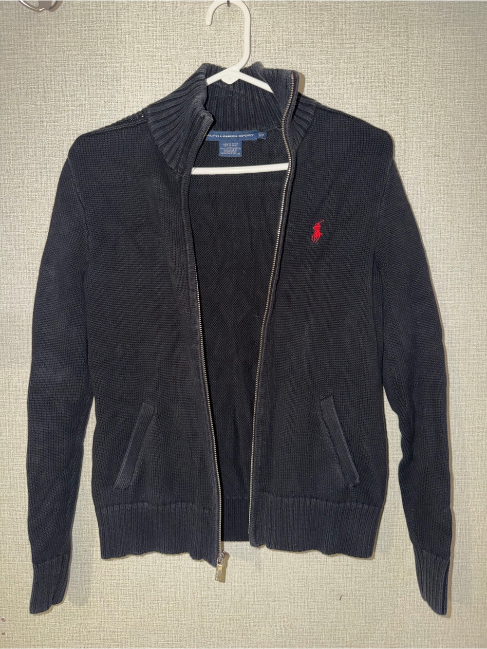 Polo by Ralph Lauren Sport Full-Zip Knit Sweater Jacket - Black - Size Small